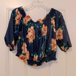 Blue floral crop top